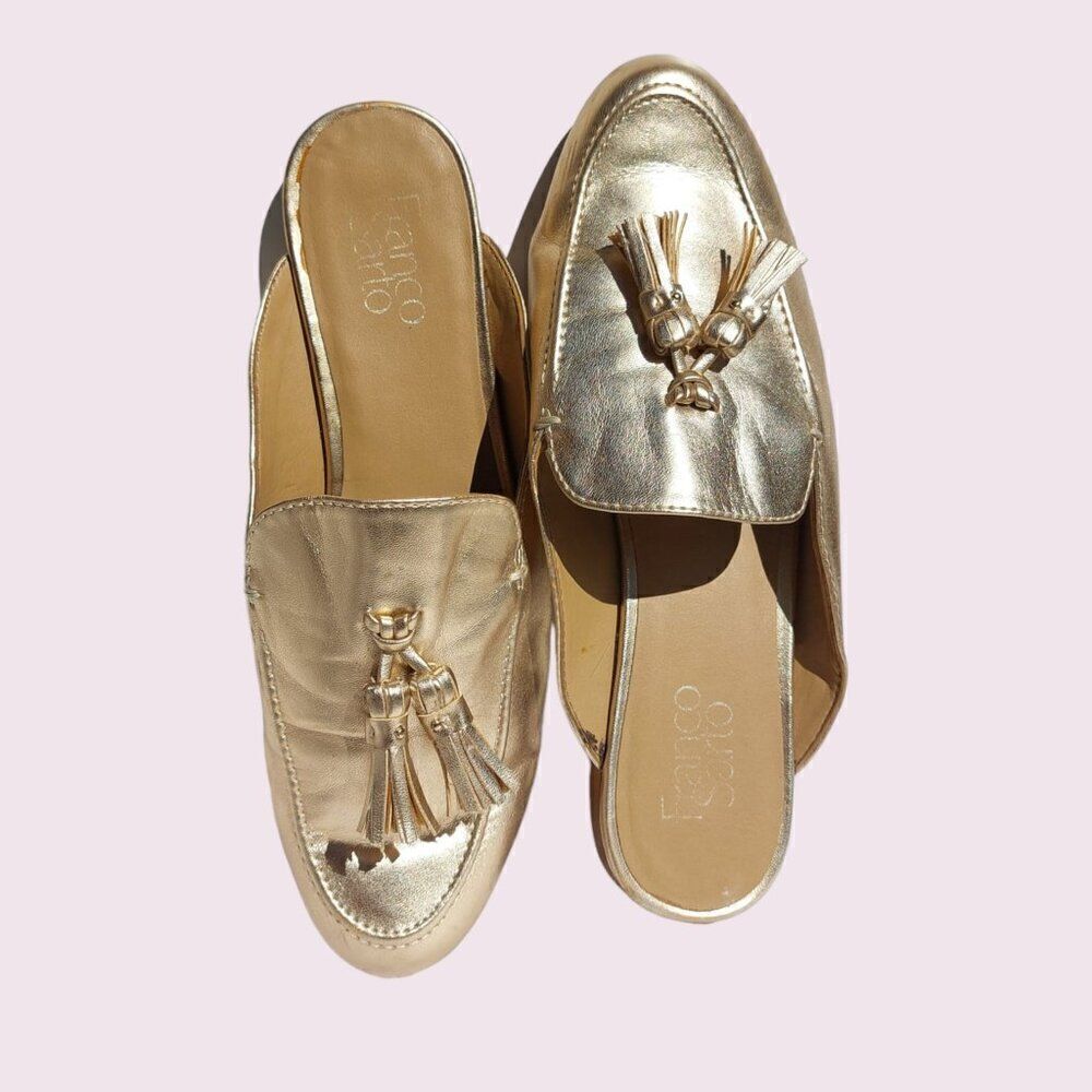 Franco Sarto Women's Gold Slip-On Mules
